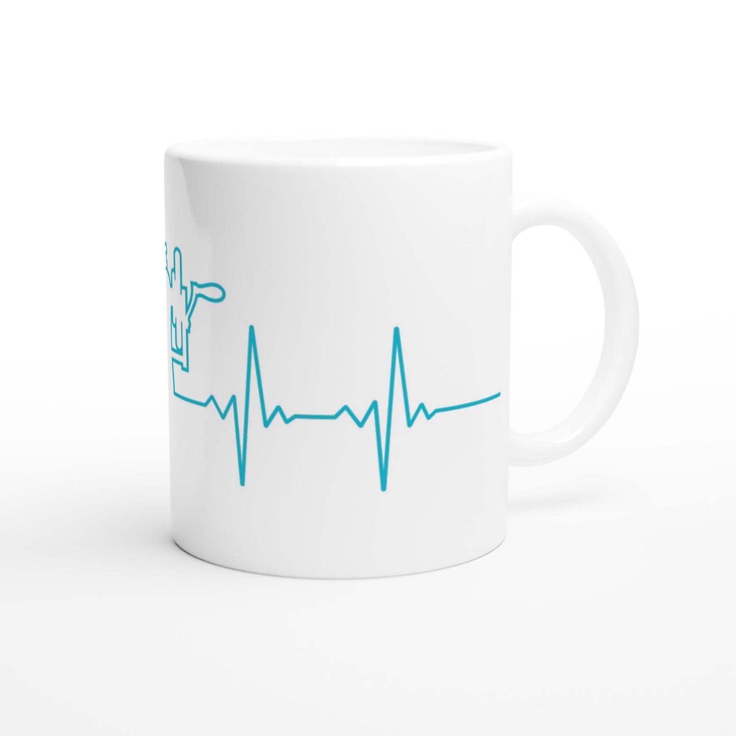 Sewing Machine Heartbeat - Teal - White 11oz Ceramic Mug