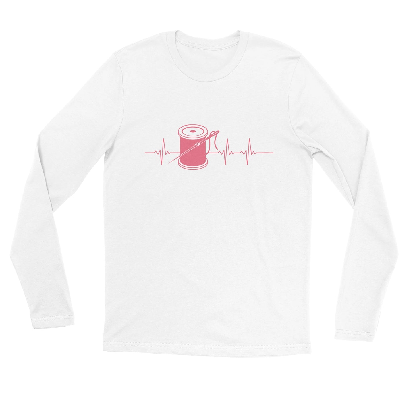 Sewing Spool Thread Heartbeat - Pink - Premium Unisex Long Sleeve T-shirt