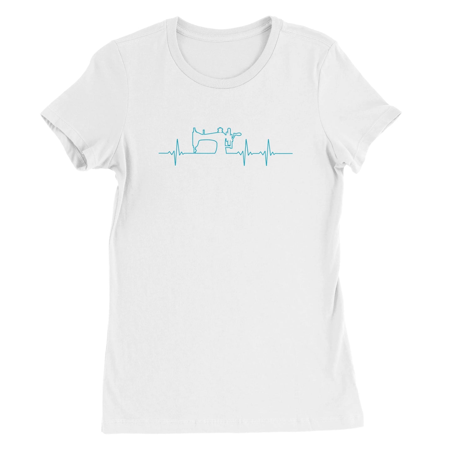 Sewing Machine Heartbeat - Teal - Premium Women's Crewneck T-shirt
