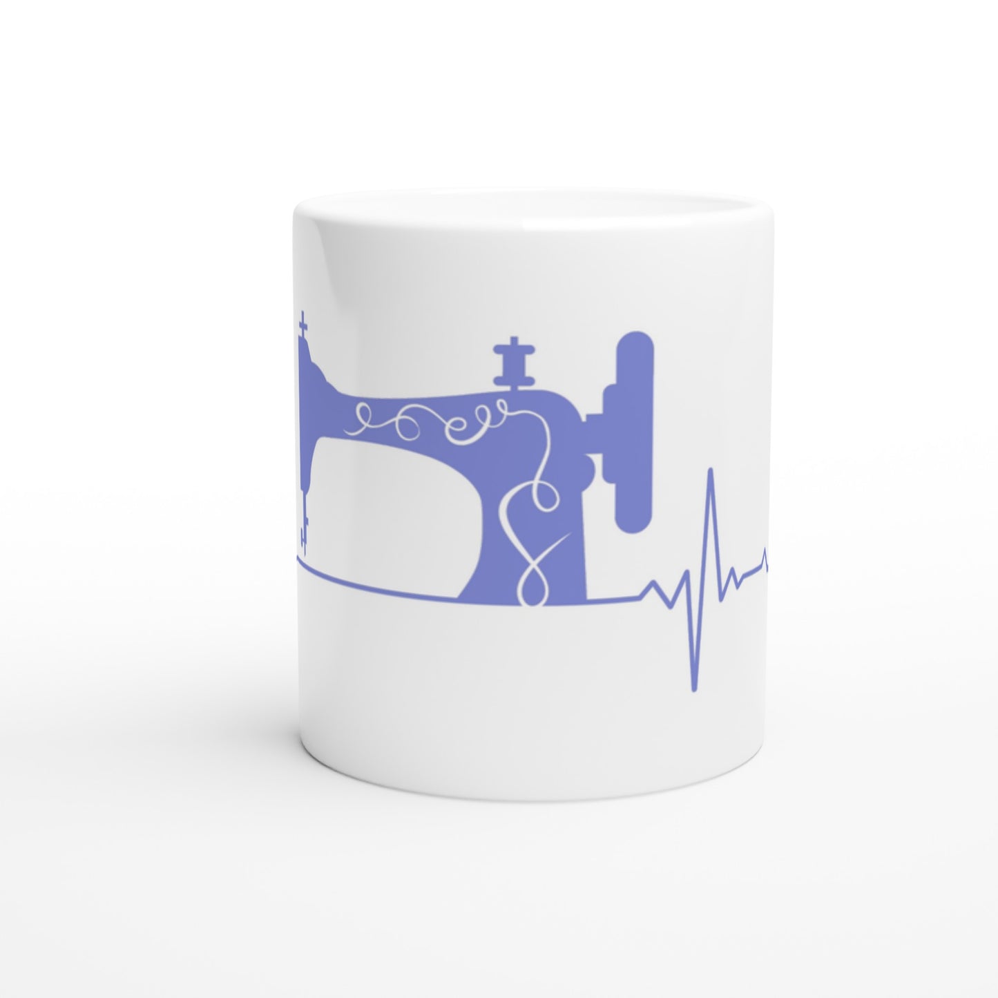 Sewing Machine Heartbeat - Purple - White 11oz Ceramic Mug