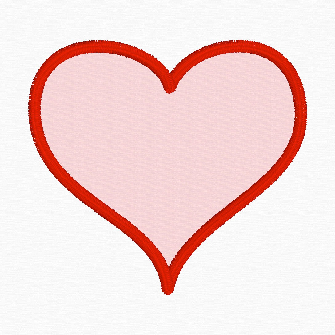 Heart Applique Embroidery Design - Instant Download 4x4 Hoop