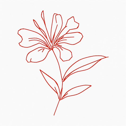 June Honeysuckle Flower Redwork - Machine Embroidery Design - 4x4 Hoop
