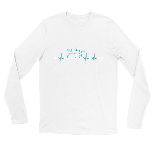 Sewing Machine Heartbeat - Teal - Premium Unisex Long Sleeve T-shirt