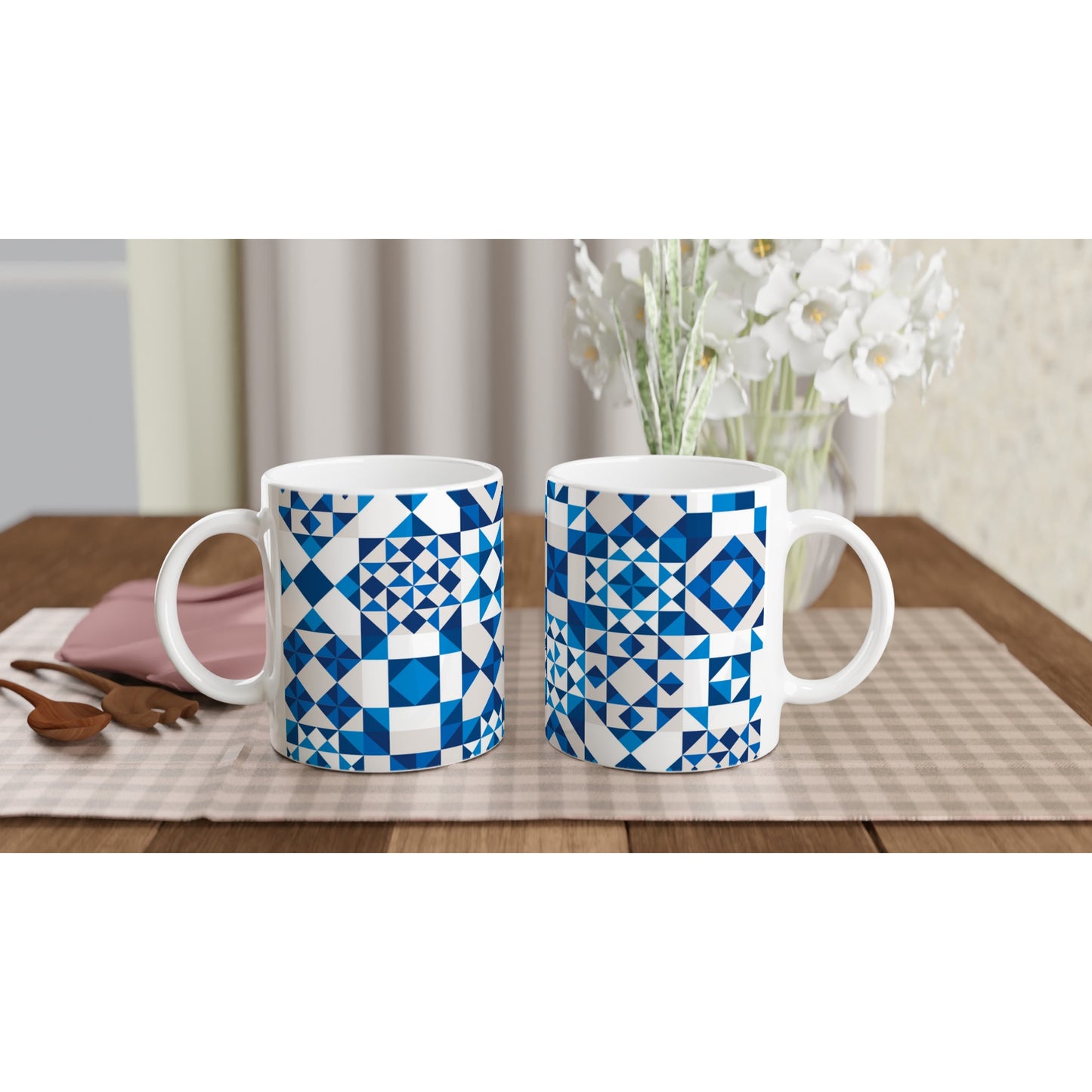 Quilt Block Full Wrap - White 11oz Ceramic Mug