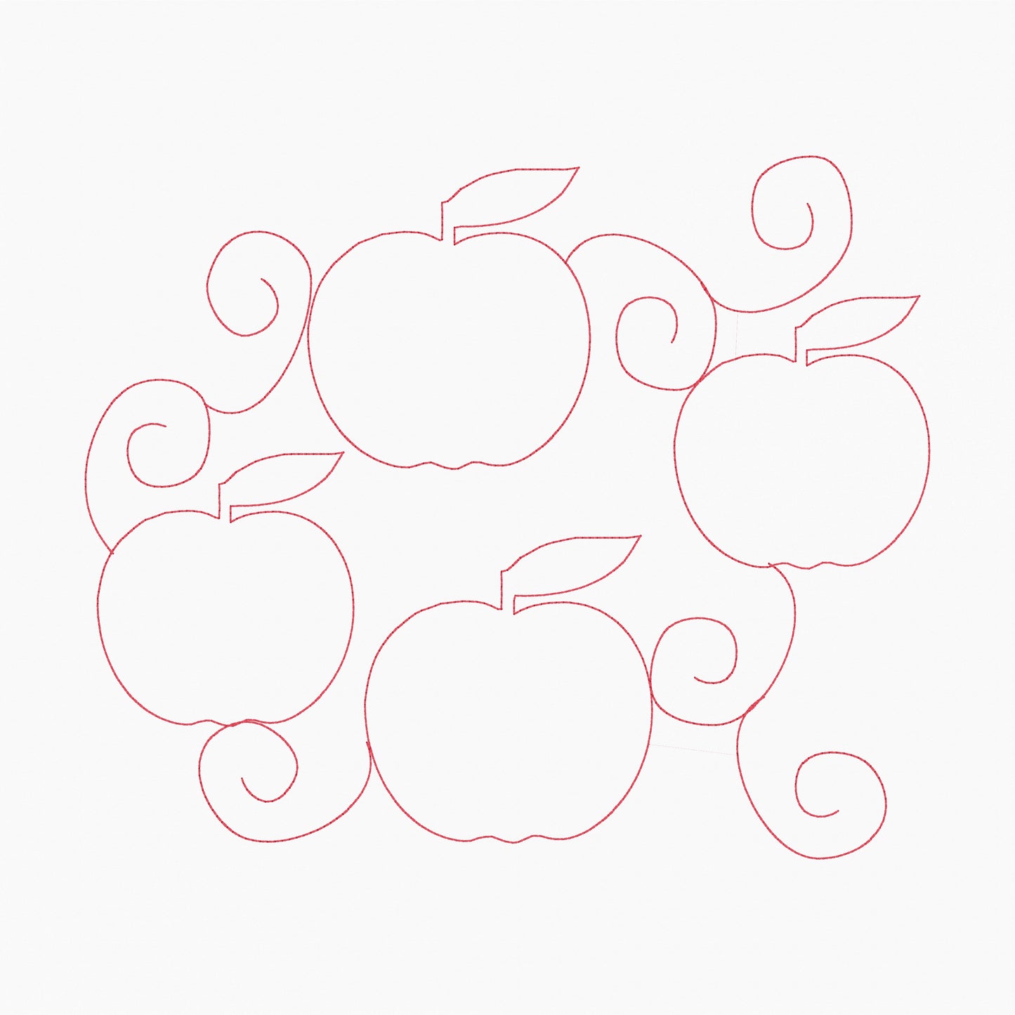 Apples - Machine Embroidery Quilting Design - 7.9x11 Hoop - Beachside Knits N Quilts