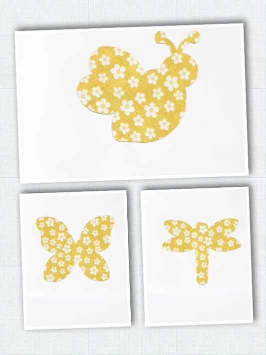 Iron On Fabric Appliqués - Bees, Dragonflies, Butterflies - Set of 9 - Beachside Knits N Quilts