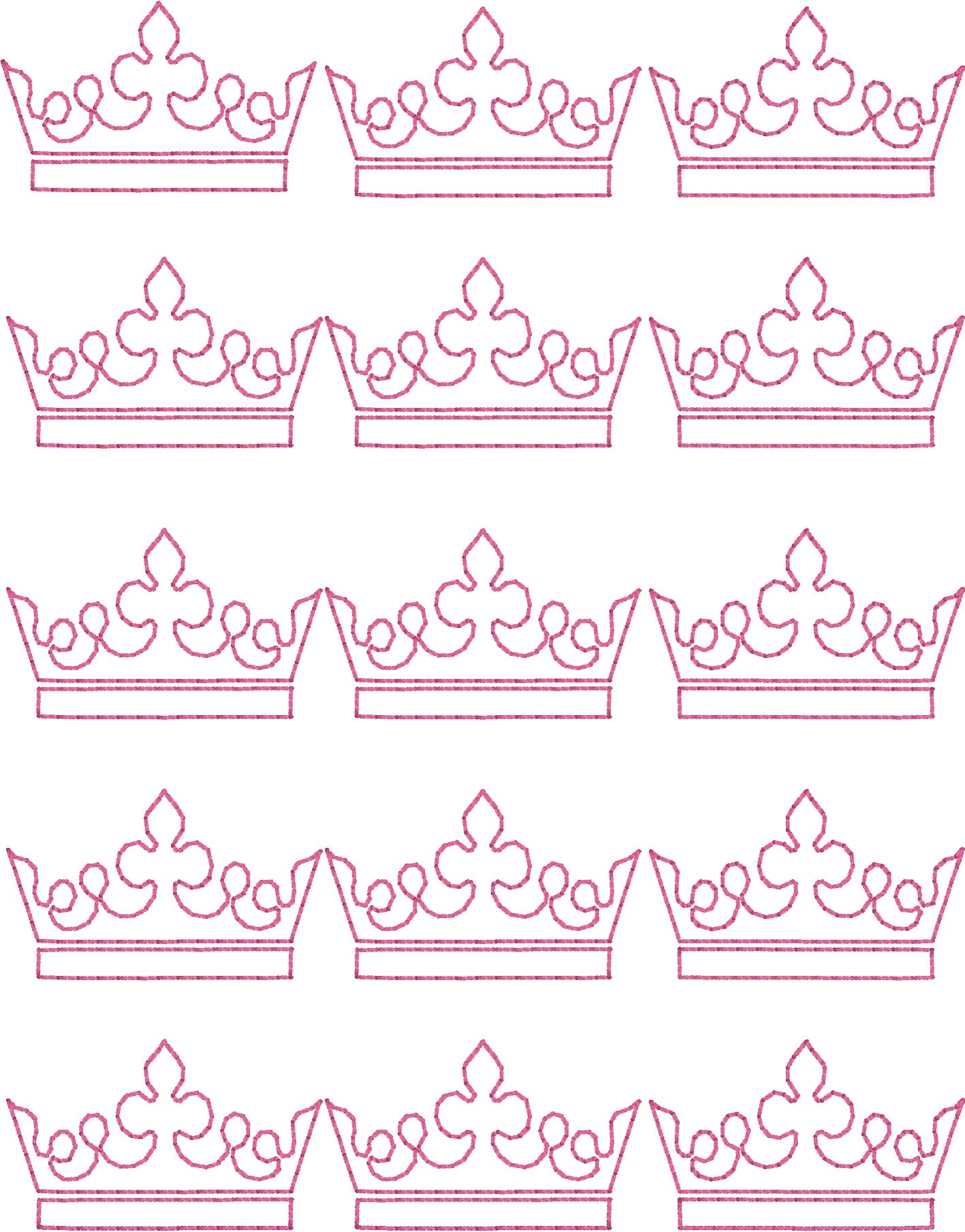 Princess Crowns Allover - Machine Embroidery Quilting Design - 5x7 Hoop - Beachside Knits N Quilts