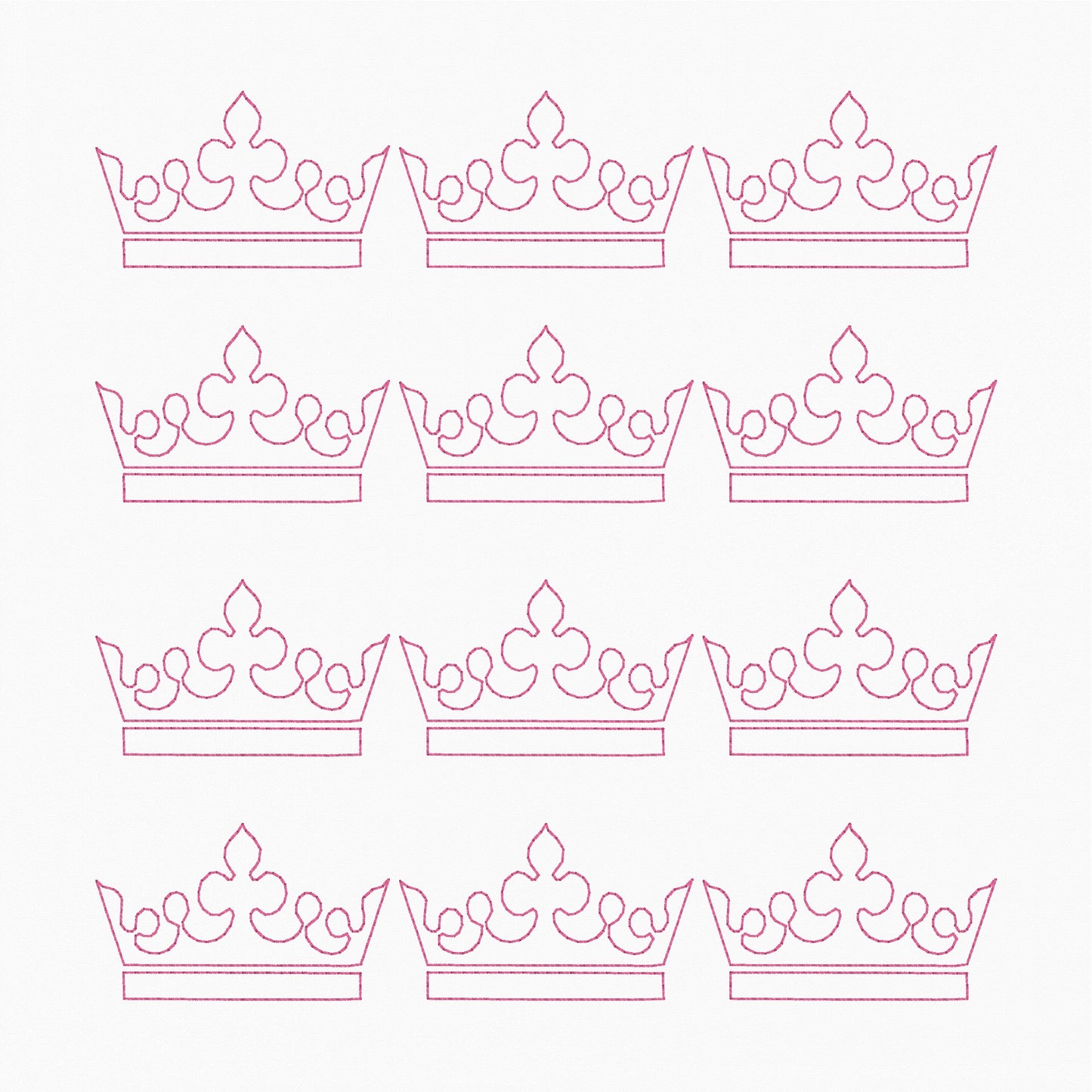Princess Crowns Allover - Machine Embroidery Quilting Design - 8x8 Hoop - Beachside Knits N Quilts