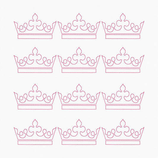 Princess Crowns Allover - Machine Embroidery Quilting Design - 8x8 Hoop - Beachside Knits N Quilts