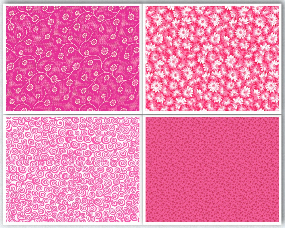 Cotton Fabric Fat Quarter Bundle - Flamingo Pink - Beachside Knits N Quilts