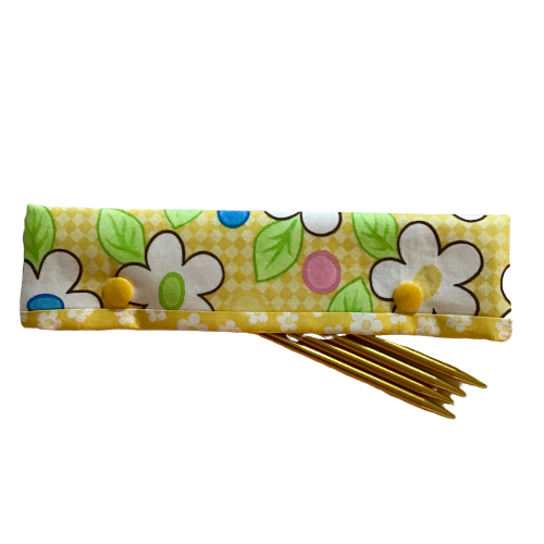Knitting Needle Cozy - Project Keeper - Yellow Floral Moda Birdie - Beachside Knits N Quilts