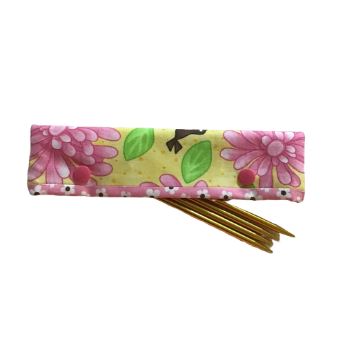 Knitting Needle Cozy - Project Keeper - Pink Floral Moda Birdie - Beachside Knits N Quilts
