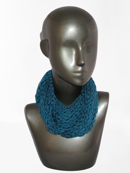 Drop Stitch Open Knit Infinity Scarf - Dark Teal - Beachside Knits N Quilts