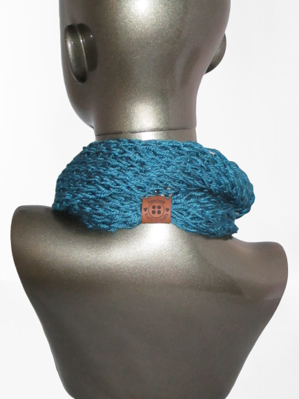 Drop Stitch Open Knit Infinity Scarf - Dark Teal - Beachside Knits N Quilts
