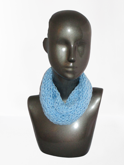 Drop Stitch Open Knit Infinity Scarf - Sky Blue - Gray Tag - Beachside Knits N Quilts