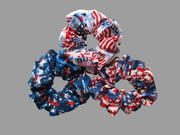 Jumbo Hair Scrunchies - Patriotic - Beachside Knits N Quilts
