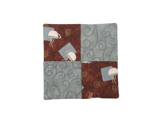 Criss Cross Coasters - Moda Bistro Coffee Cup and Swirl Blue Brown - Beachside Knits N Quilts