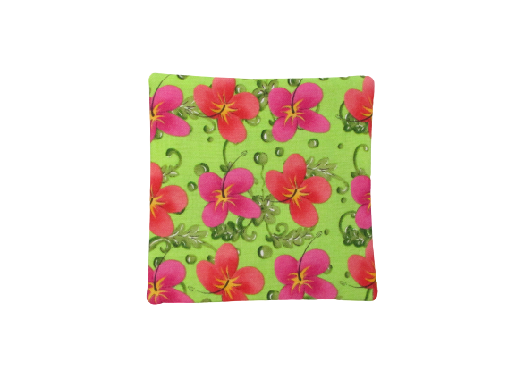 Criss Cross Coasters - Scrappy Tropical Poppies Hibiscus Yellow Pink Green - Beachside Knits N Quilts