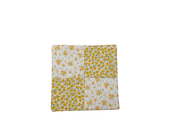 Criss Cross Coasters - Yellow White Calico Tea Roses - Beachside Knits N Quilts