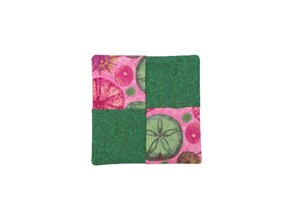 Criss Cross Coasters - Sea Urchins Pink Green - Beachside Knits N Quilts