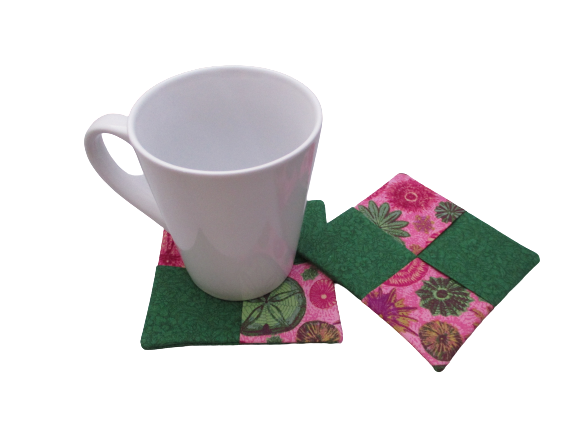 Criss Cross Coasters - Sea Urchins Pink Green - Beachside Knits N Quilts