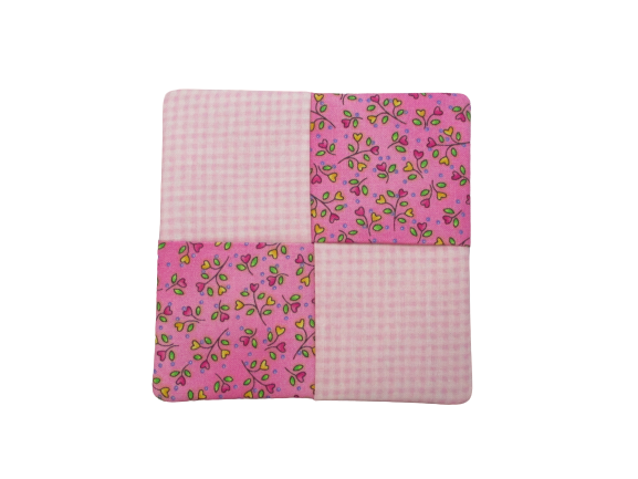 Criss Cross Coasters - Gingham Hearts Pink - Beachside Knits N Quilts
