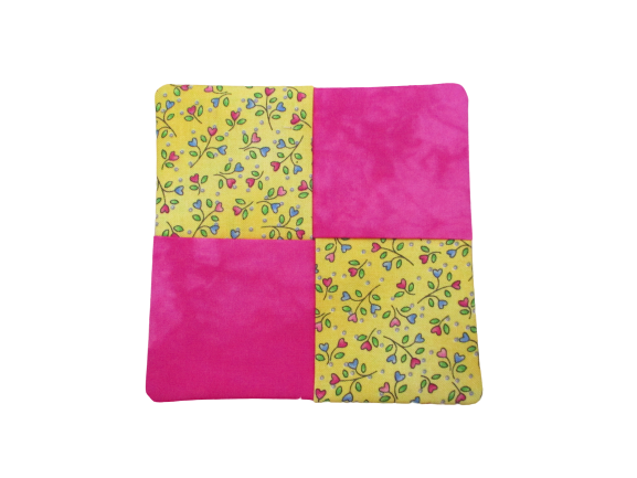 Criss Cross Coasters - Hearts Pink Yellow - Beachside Knits N Quilts