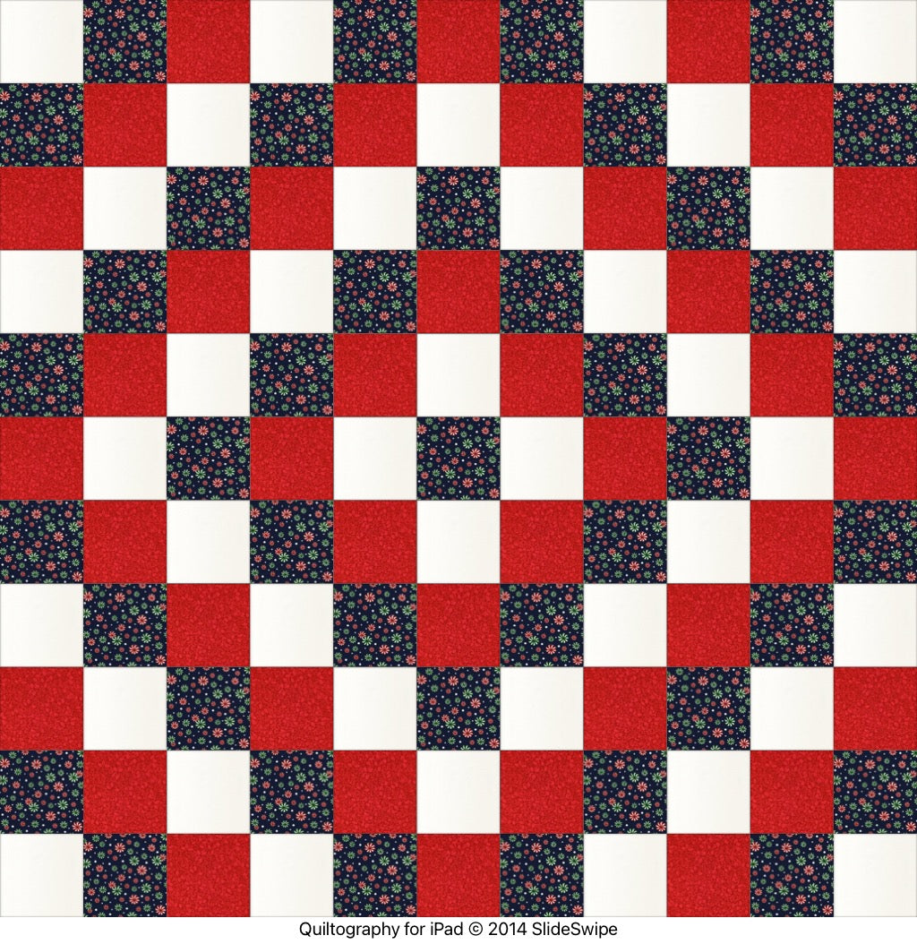Rag Quilt Kit - Christmas Peppermints Blue Red White - Beachside Quilts