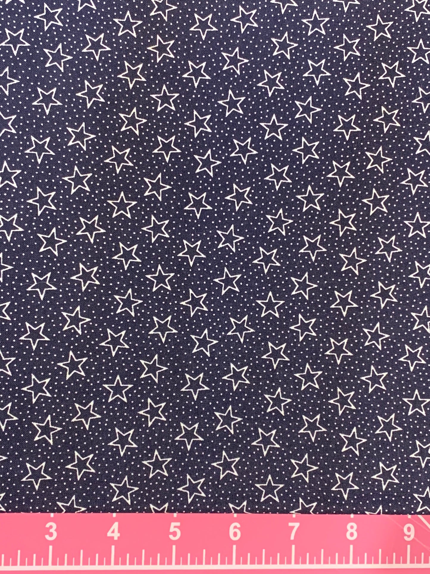 Cotton Fabric - Patriotic Americana - White Stars Polka Dot on Navy - Fat Quarter - Beachside Knits N Quilts