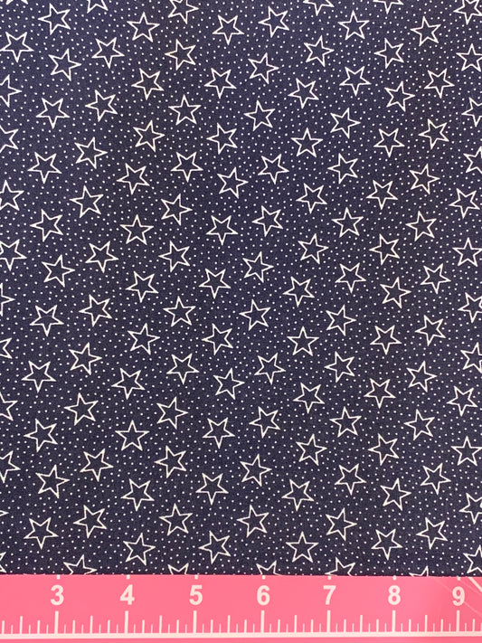 Cotton Fabric - Patriotic Americana - White Stars Polka Dot on Navy - Fat Quarter - Beachside Knits N Quilts
