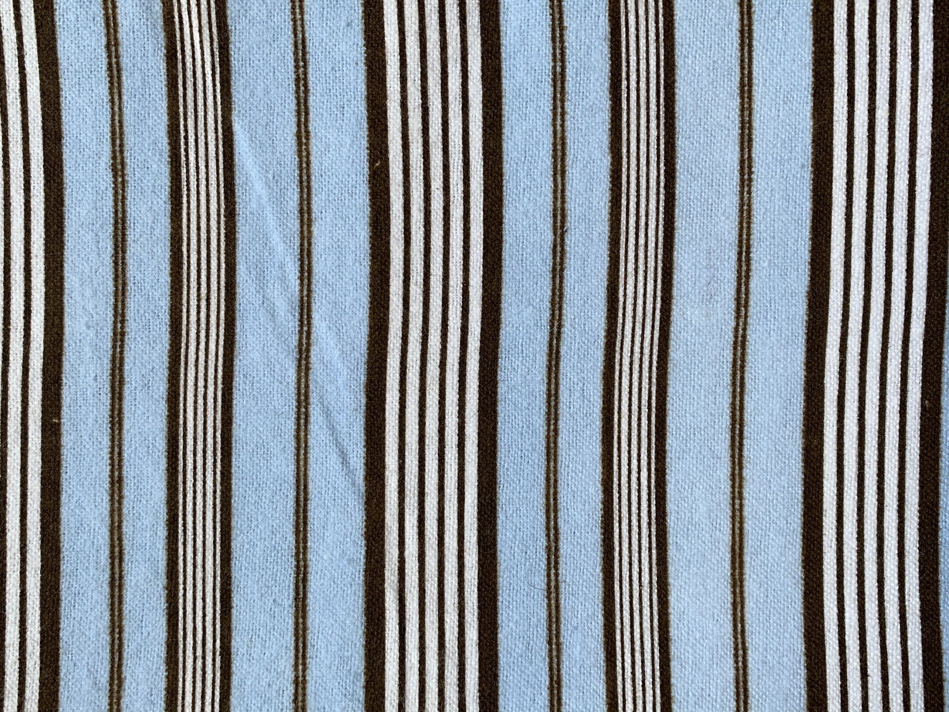 Blue Brown Striped Cotton Flannel - Beachside Knits N Quilts