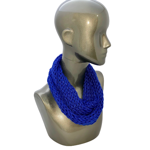 Drop Stitch Open Knit Infinity Scarf - Royal Blue - Beachside Knits N Quilts