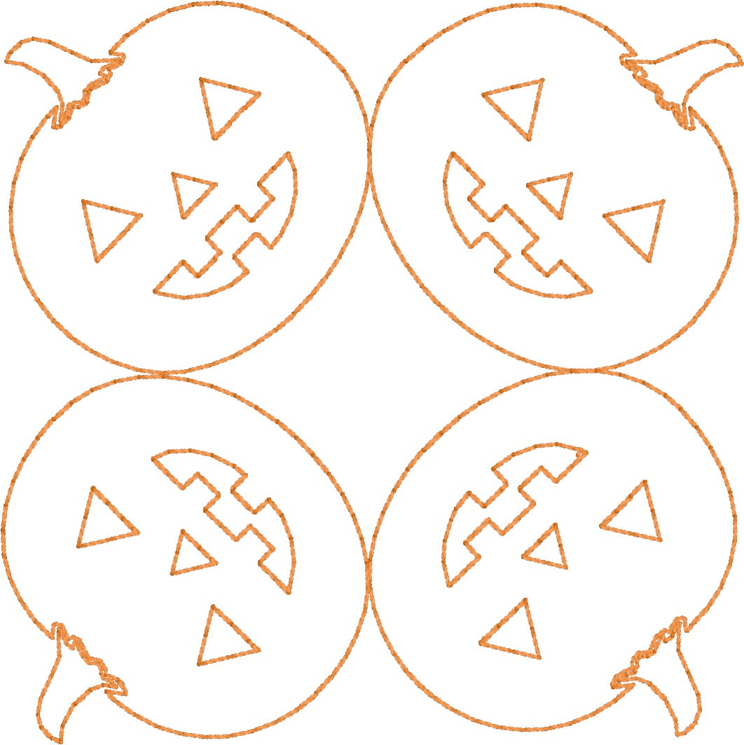 Jack O Lanterns - Machine Embroidery Quilting Design - 4x4 Hoop - Beachside Knits N Quilts