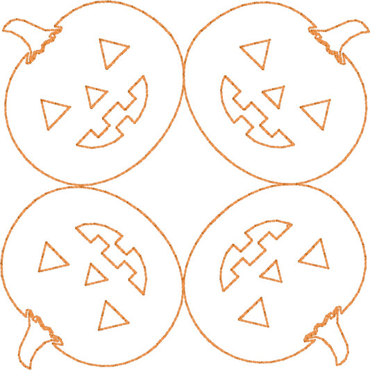 Jack O Lanterns - Machine Embroidery Quilting Design - 4x4 Hoop - Beachside Knits N Quilts