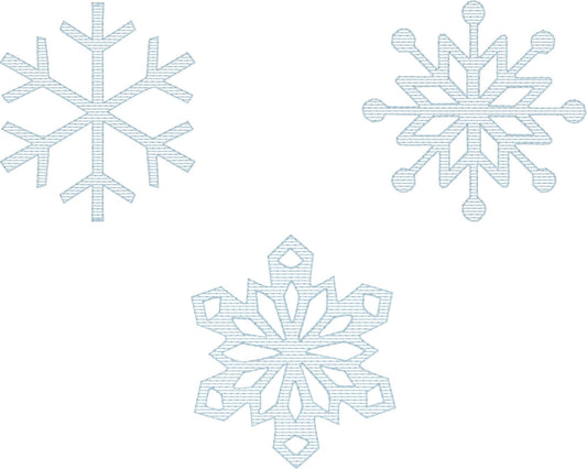 Snowflake Stripes Set of 3 - Machine Embroidery Quilting Design - 4x4 Hoop - Beachside Knits N Quilts