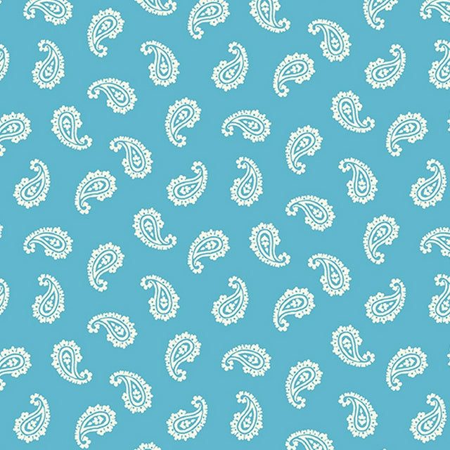 Apple Pie Paisley Teal - Andover Prints - Cotton Fabric - Beachside Quilts