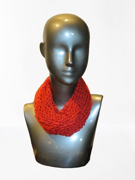 Drop Stitch Open Knit Infinity Scarf - Paprika - Beachside Knits N Quilts