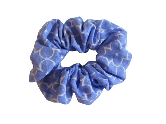 Jumbo Hair Scrunchies - Light Blue Deco - Beachside Knits N Quilts