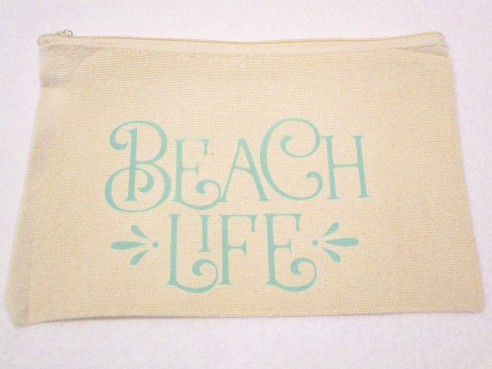 Canvas Zipper Pouch -  Teal Beach Life - Beachside Quilts