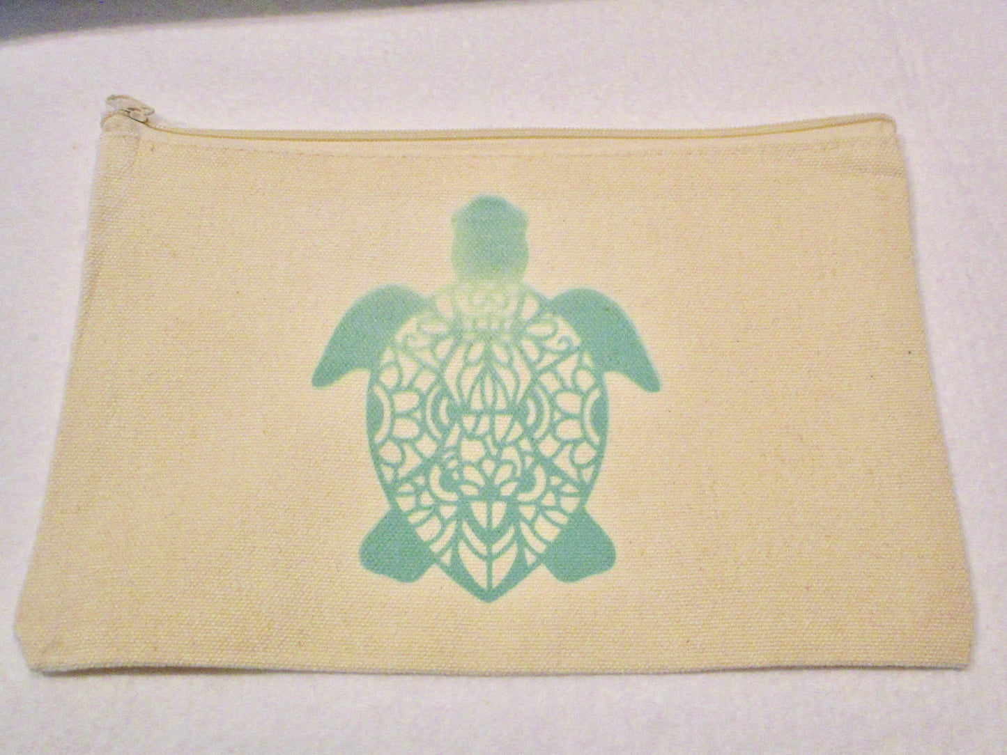 Canvas Zipper Pouch -  Teal Sea Turtle - OOPS Discount - Beachside Quilts