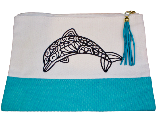 Dolphin Canvas Zipper Pouch Cosmetic Bag