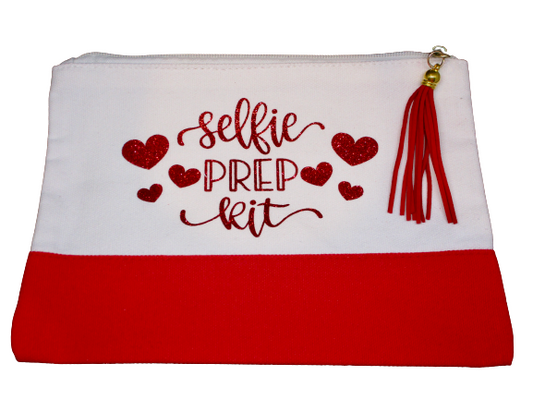 Selfie Prep Kit Canvas Zipper Pouch Cosmetic Bag