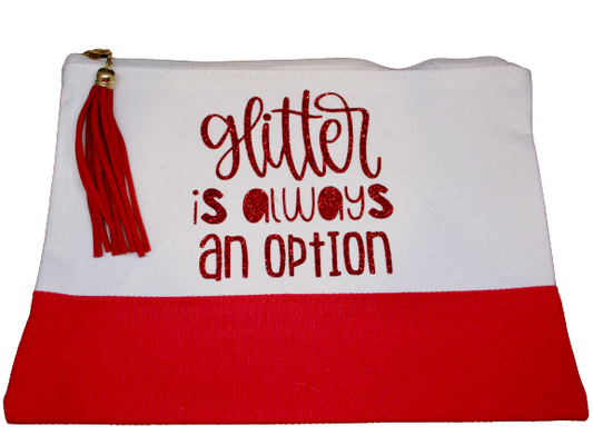 Glitter is Always an Option Canvas Zipper Pouch Cosmetic Bag