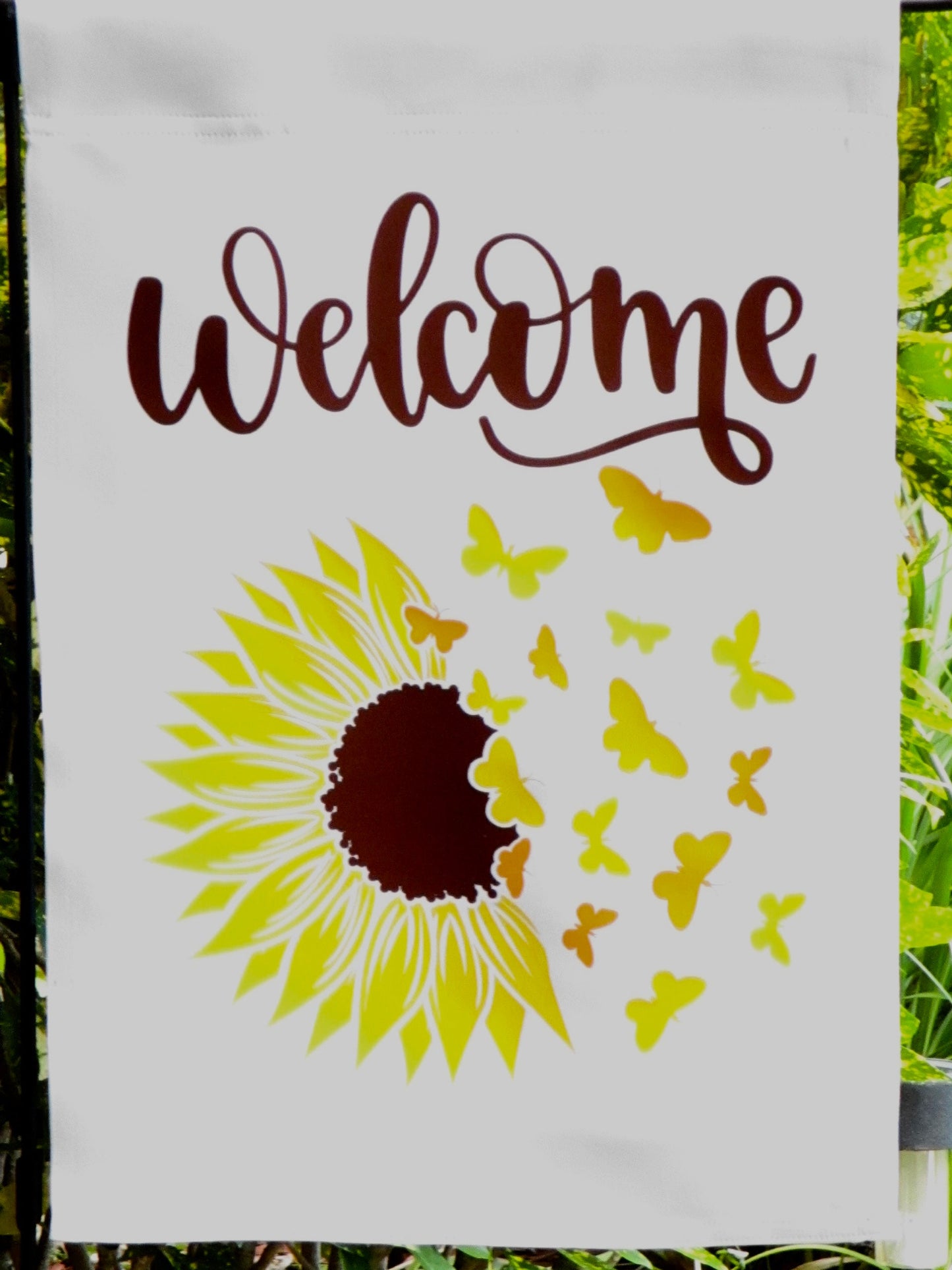 Garden Flag - Yard Flag - Welcome Sunflower Butterflies