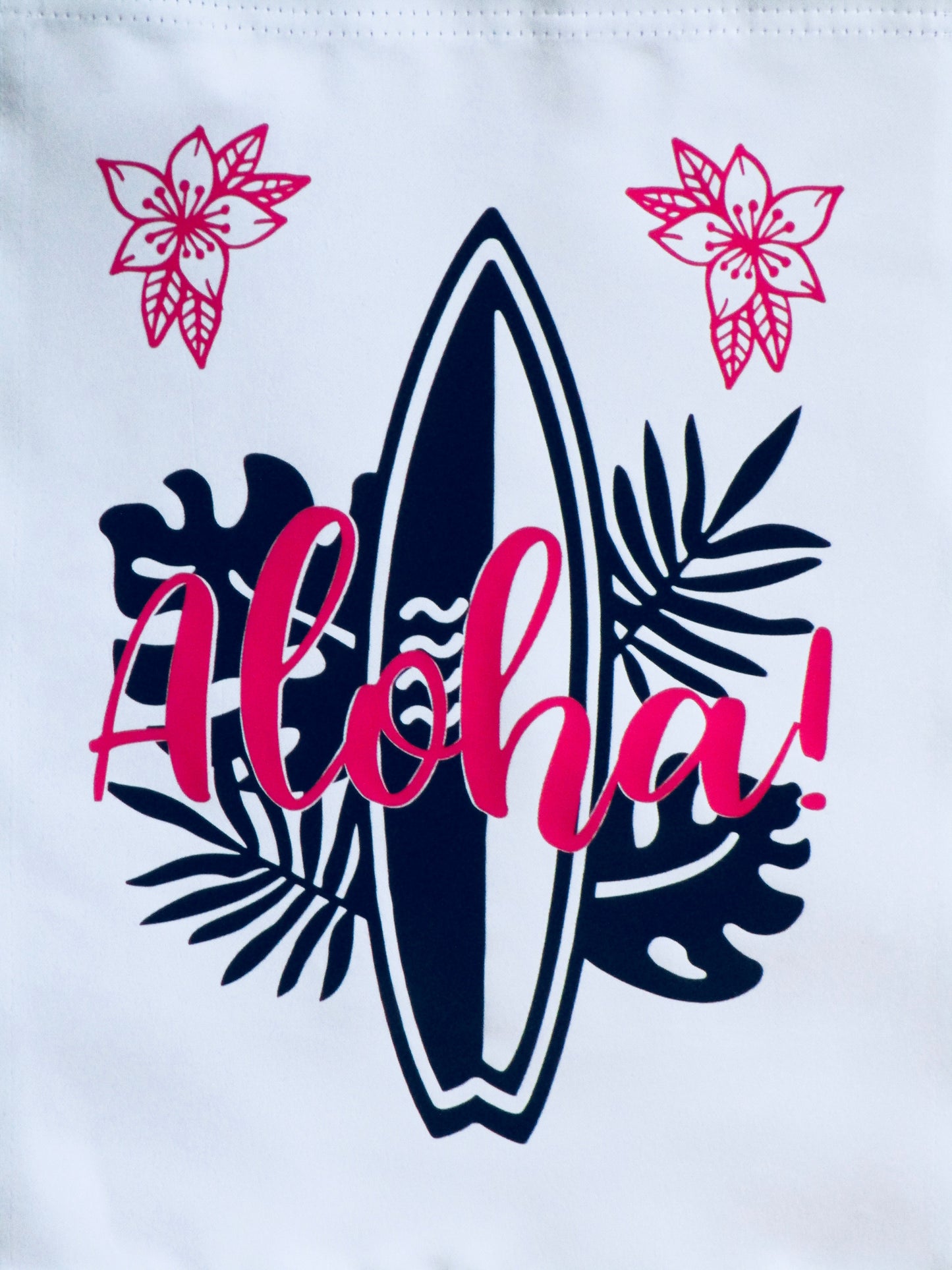 Garden Flag - Yard Flag - Aloha Surf Board - Black Hot Pink