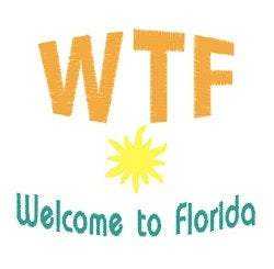 WTF Welcome to Florida Machine Embroidery Design - Instant Download - 2 Sizes - 3" and 4" - Beachside Knits N Quilts