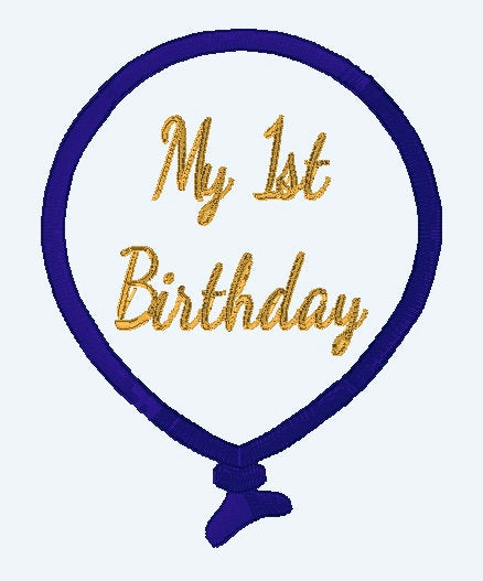 My 1st Birthday Balloon Embroidery Design - 5x7 Hoop - Beachside Knits N Quilts