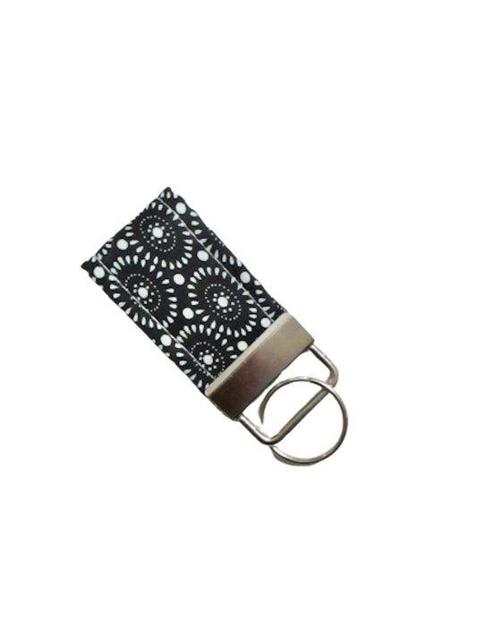 Mini Finger Key Chain Key Fob - Black White - Beachside Knits N Quilts