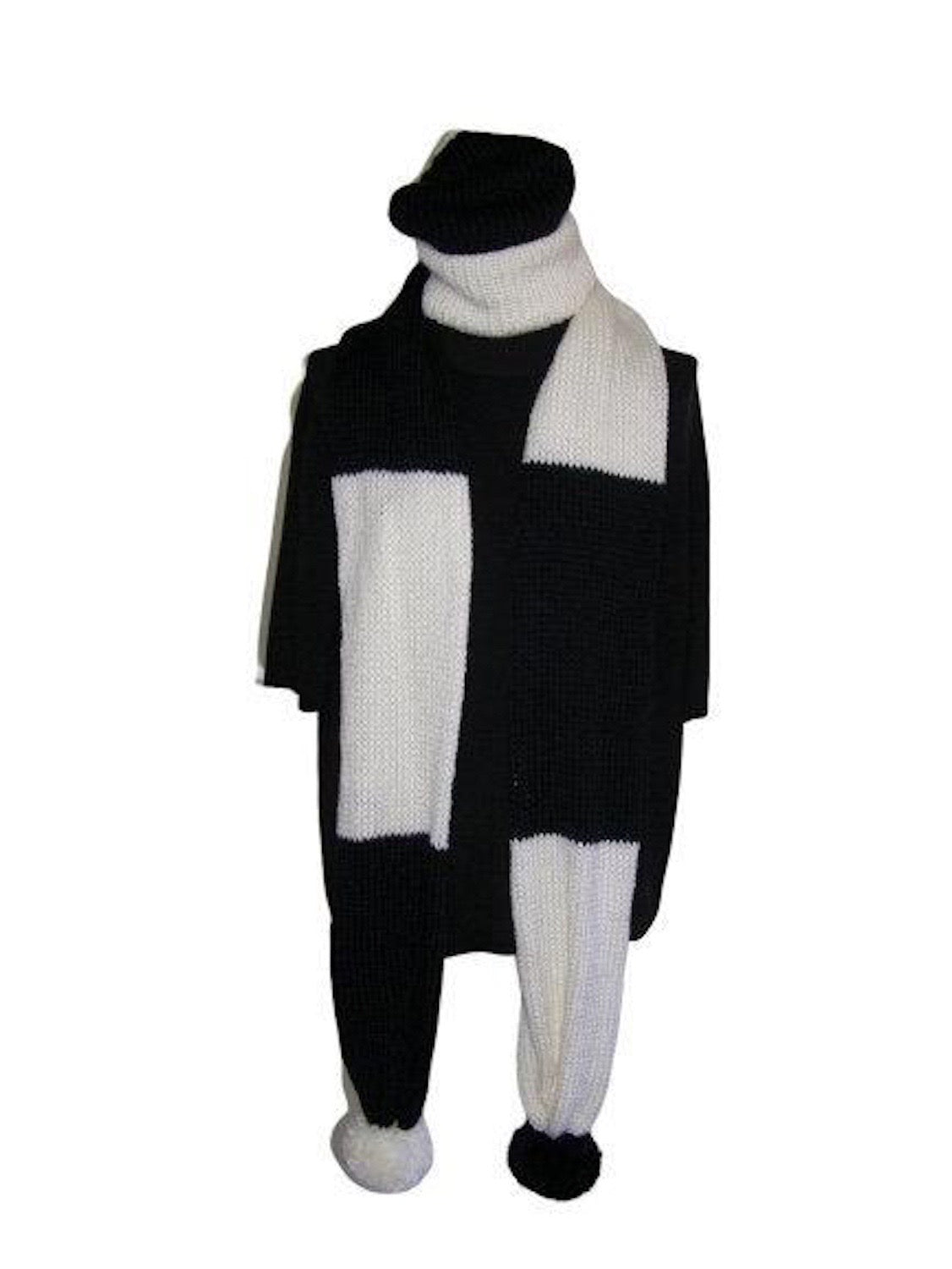 Black Winter White Color Block Scarf Hat Set Knitted - Beachside Knits N Quilts