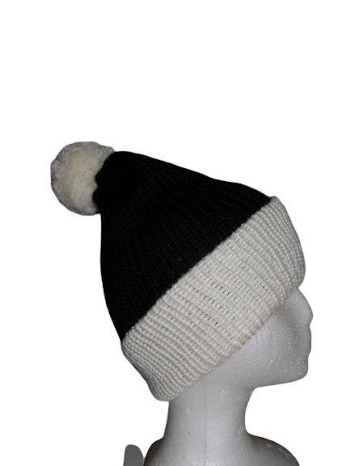 Black Winter White Color Block Scarf Hat Set Knitted - Beachside Knits N Quilts